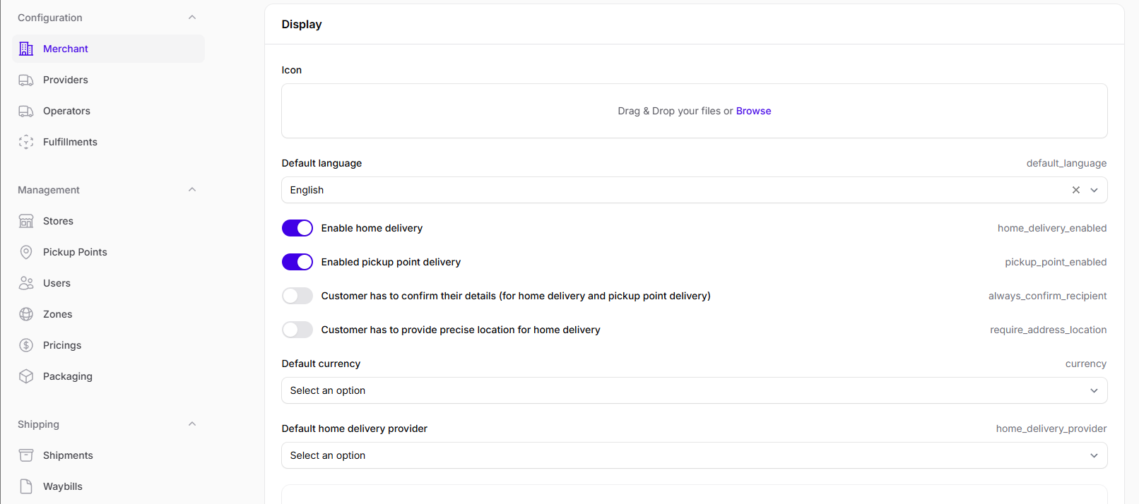 Enable home delivery and pickup point delivery
